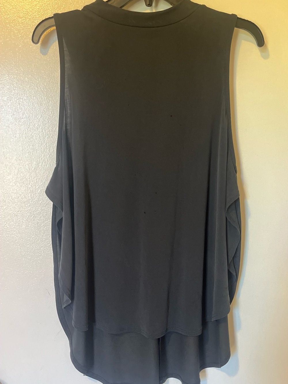 Sleeveless V-Neck Mock Collar Draped Modal Minimalist Top in Black